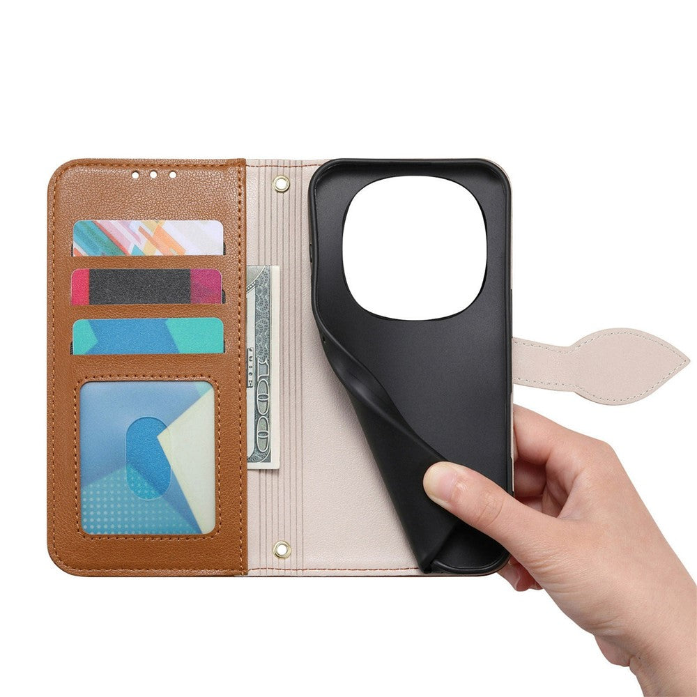 For Honor Magic8 5G Stand Case Leaf Shape Magnetic Clasp Leather Phone Cover with Hand Strap