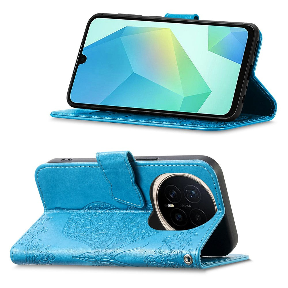 For Honor Magic8 5G Case with Strap Butterfly Pattern PU Leather Wallet Phone Cover