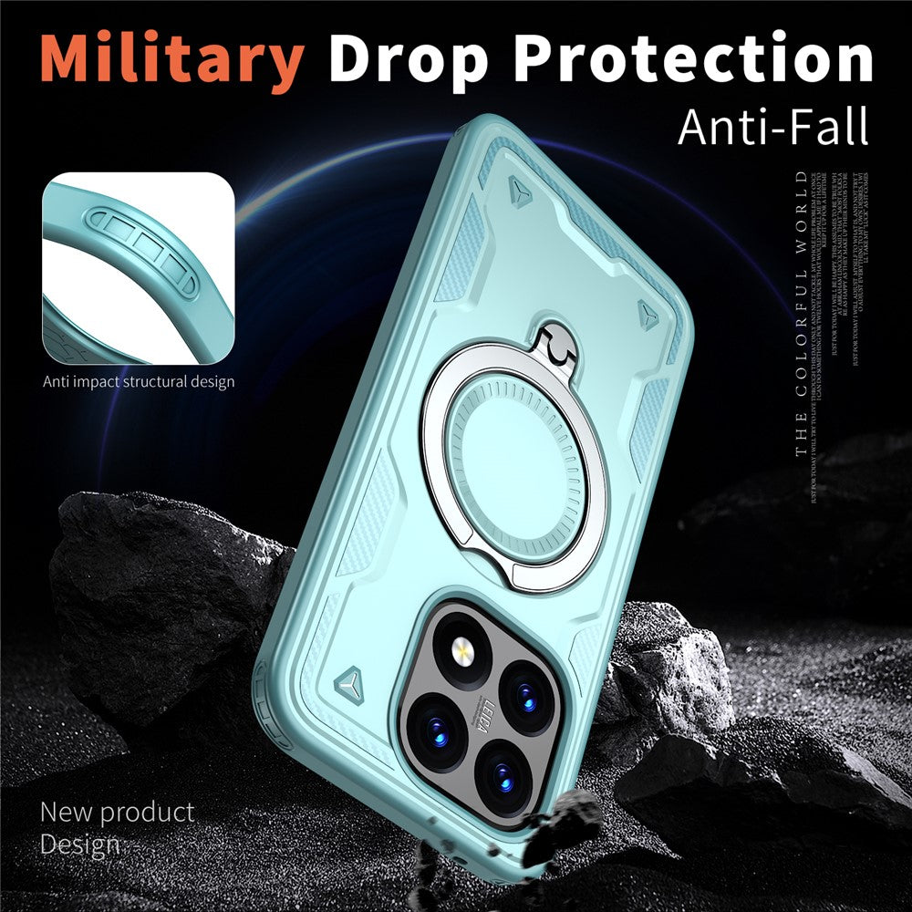 For Xiaomi 15T Magnetic Case Military Protection PC + TPU Kickstand Phone Cover