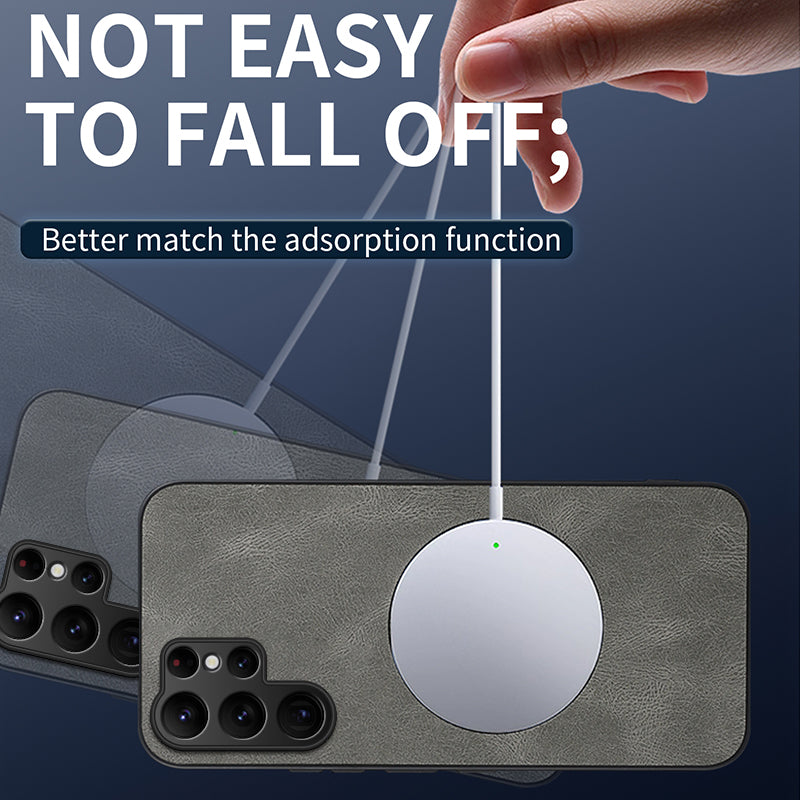 WANLONFENG For Samsung Galaxy S26 Ultra Magnetic Case  SD1 Series Nappa Texture PC TPU Phone Cover