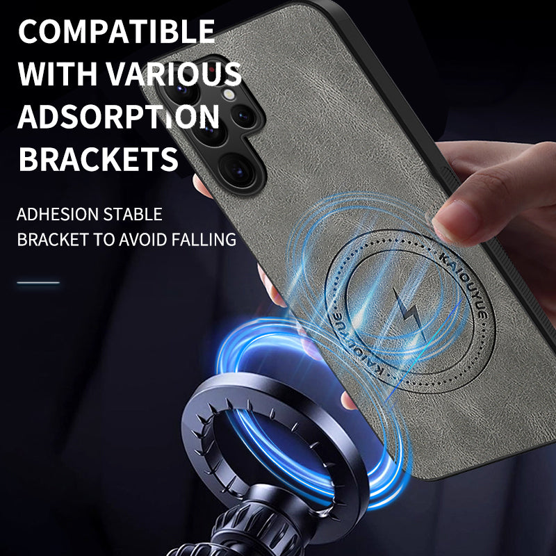 WANLONFENG For Samsung Galaxy S26 Ultra Magnetic Case  SD1 Series Nappa Texture PC TPU Phone Cover