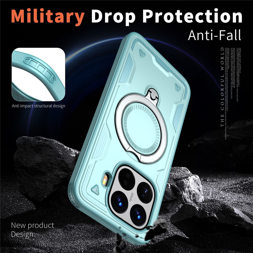 For Xiaomi 15T Pro Magnetic Case Military Protection PC + TPU Kickstand Phone Cover