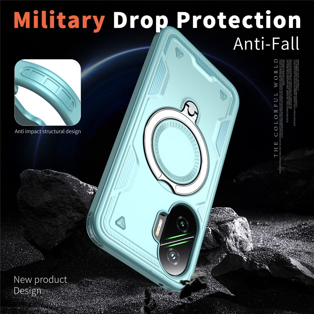 For Xiaomi Poco F7 5G / Redmi Turbo 4 Pro 5G Magnetic Case Military Protection PC + TPU Kickstand Phone Cover