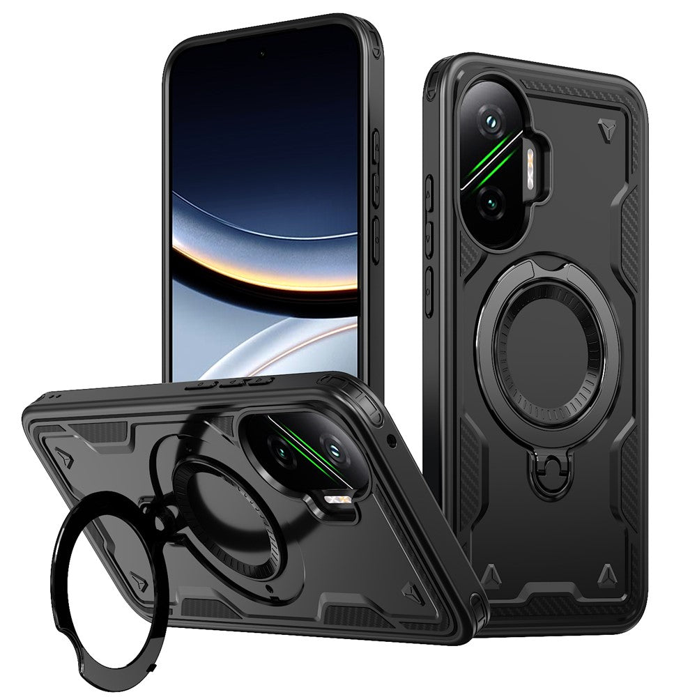 For Xiaomi Poco F7 5G / Redmi Turbo 4 Pro 5G Magnetic Case Military Protection PC + TPU Kickstand Phone Cover