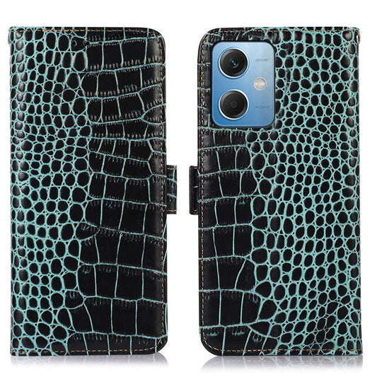 Xiaomi Redmi Note 12 5G (China) / Xiaomi Redmi Note 12 5G (India) / Xiaomi Poco X5 5G / Xiaomi Redmi Note 12 5G (Global) Handyhülle – (Indien) / (China) / Poco X5 5G Krokodilstruktur Echtes Rindsleder Brieftasche Ständer mit RFID-Blockierungsfunktion