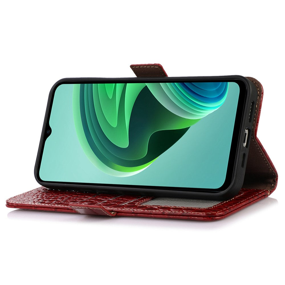 For Xiaomi Redmi Note 12 5G (Global) / (India) / (China) / Poco X5 5G Crocodile Texture Genuine Cowhide Leather Case Wallet Stand Phone Cover with RFID Blocking Function