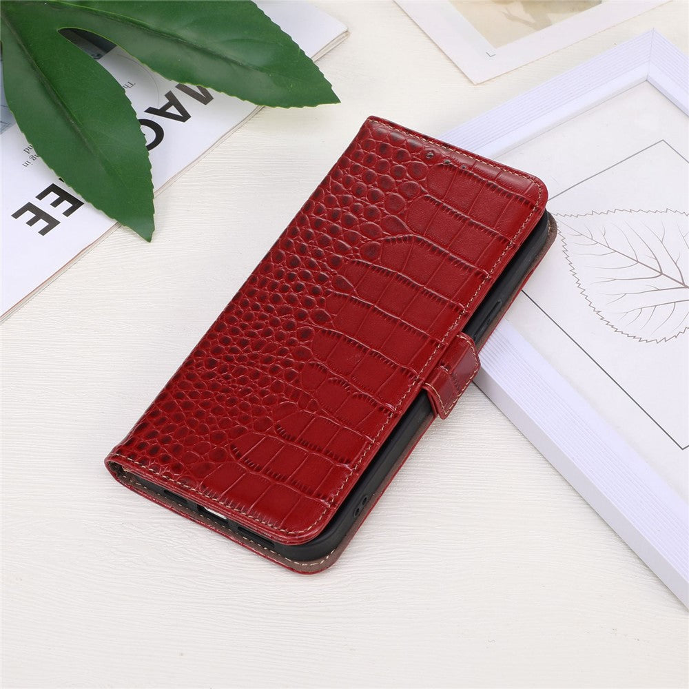 For Xiaomi Redmi Note 12 5G (Global) / (India) / (China) / Poco X5 5G Crocodile Texture Genuine Cowhide Leather Case Wallet Stand Phone Cover with RFID Blocking Function