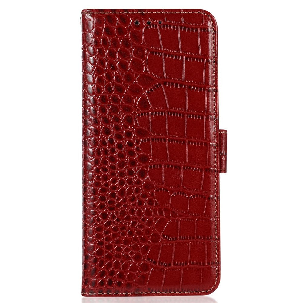 For Xiaomi Redmi Note 12 5G (Global) / (India) / (China) / Poco X5 5G Crocodile Texture Genuine Cowhide Leather Case Wallet Stand Phone Cover with RFID Blocking Function