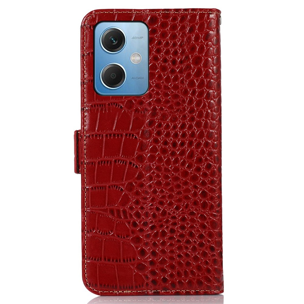 For Xiaomi Redmi Note 12 5G (Global) / (India) / (China) / Poco X5 5G Crocodile Texture Genuine Cowhide Leather Case Wallet Stand Phone Cover with RFID Blocking Function