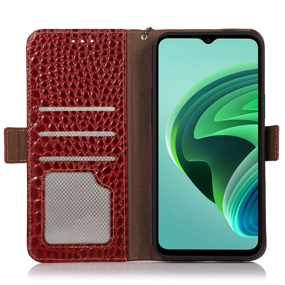 For Xiaomi Redmi Note 12 Pro 5G / Note 12 Pro Speed 5G / Poco X5 Pro 5G Crocodile Texture Genuine Cowhide Leather Case Wallet Stand Anti-theft Phone Cover with RFID Blocking Function