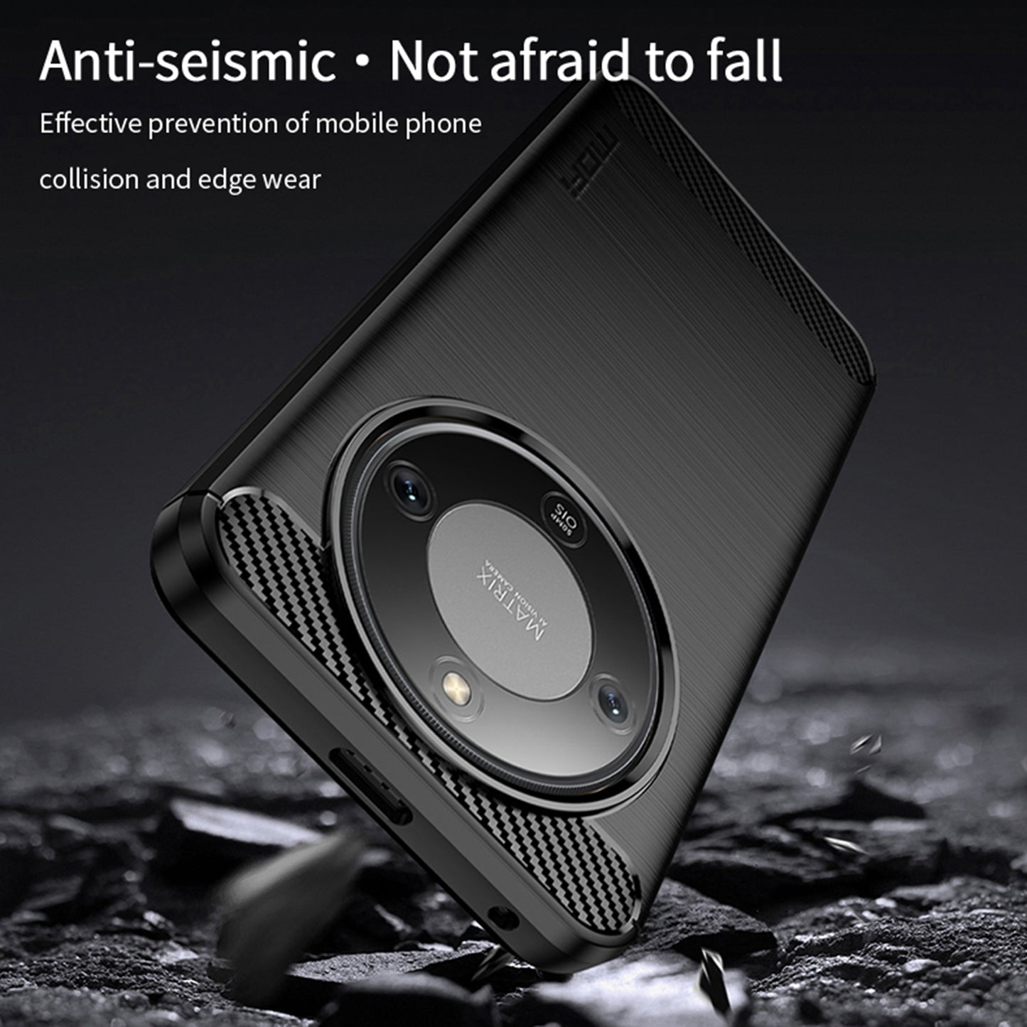 MOFI For Honor Magic8 Lite 5G / X9d 5G / X70 5G Back Cover  Brushed Texture Carbon Fiber Soft TPU Case
