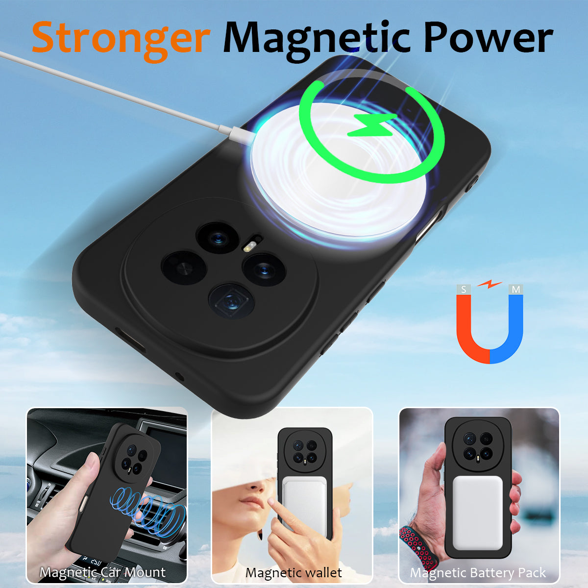 Honor Magic8 5G Magnetische Handyhülle – Schutzhülle aus stoßfestem Flüssigsilikon