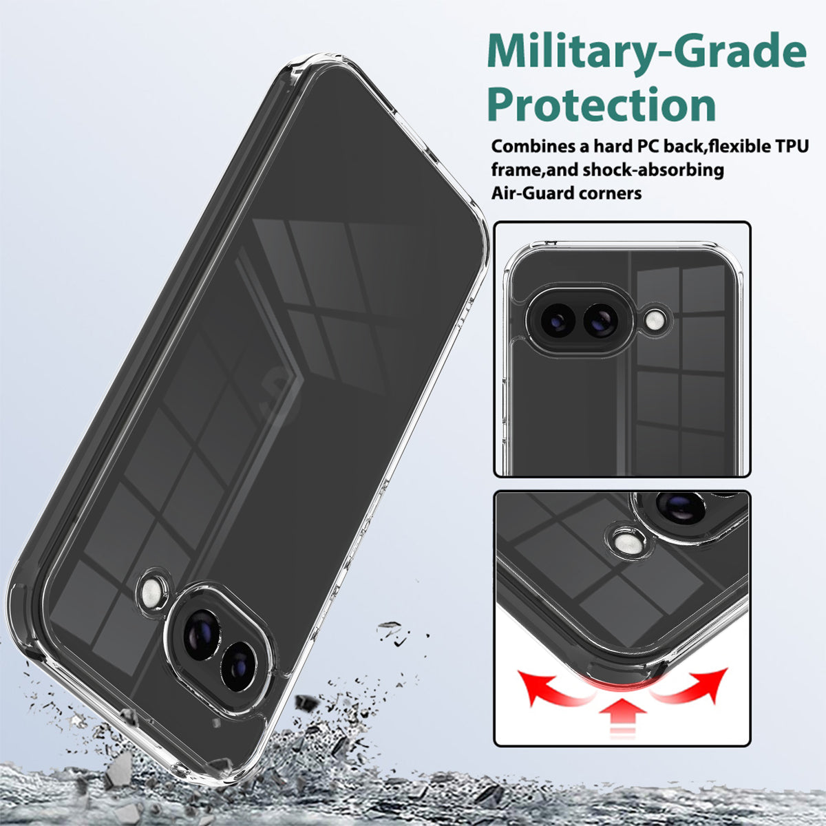 For Google Pixel 10a Clear Phone Case TPU+Acrylic Shockproof Phone Back Cover