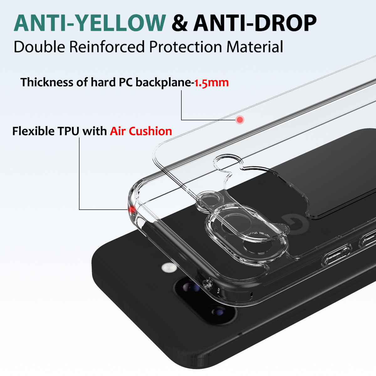 For Google Pixel 10a Clear Phone Case TPU+Acrylic Shockproof Phone Back Cover