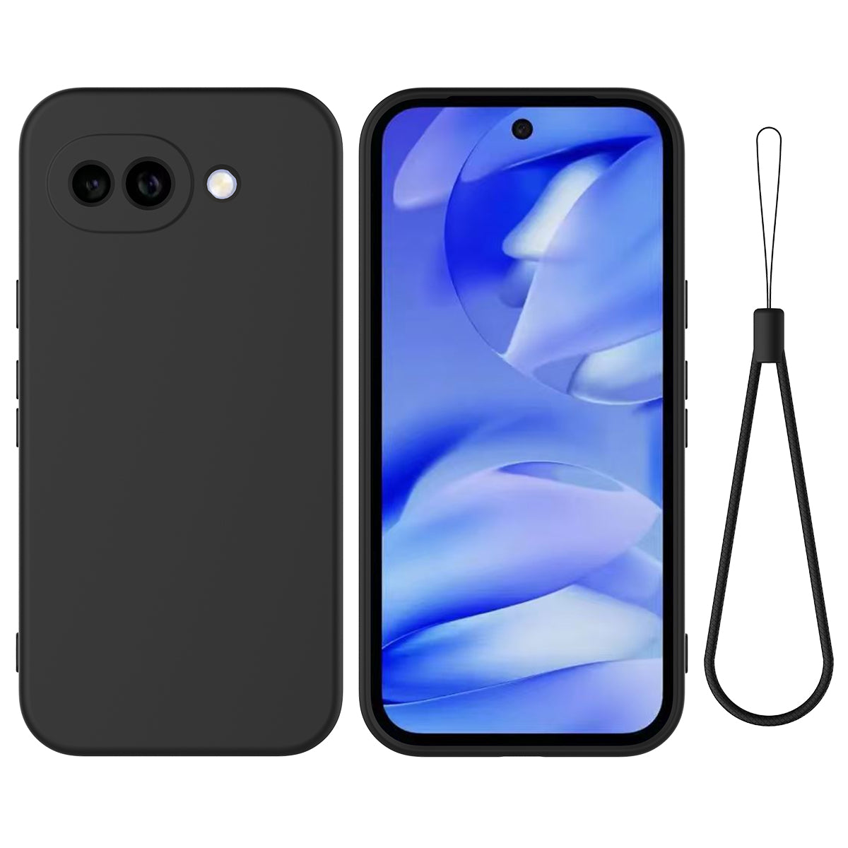 For Google Pixel 10a Liquid Silicone Case Phone Back Cover with Hand Strap