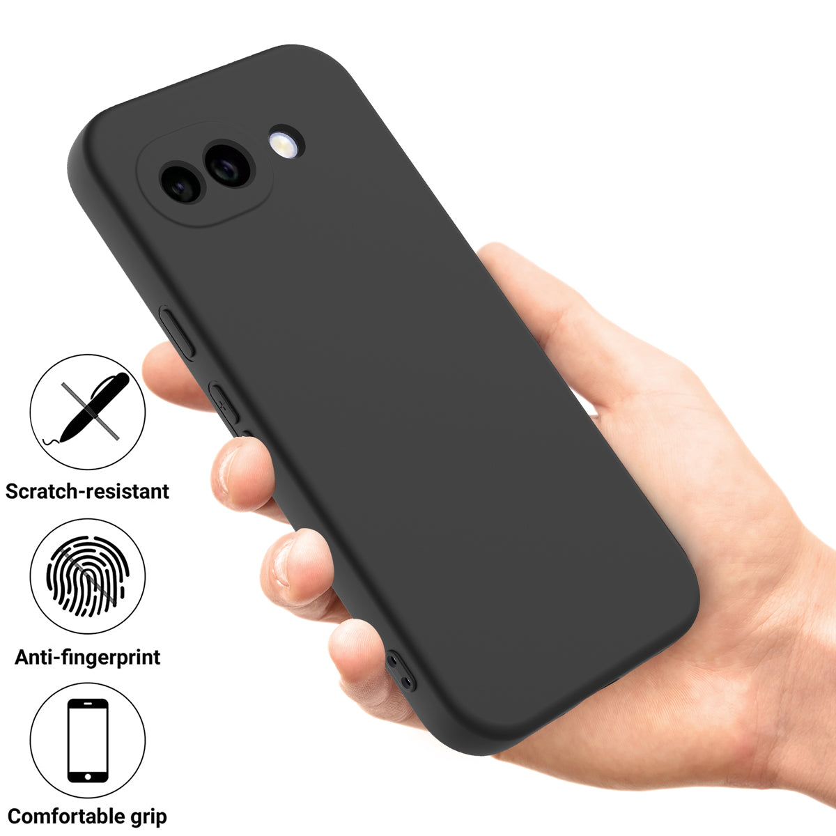For Google Pixel 10a Liquid Silicone Case Phone Back Cover with Hand Strap