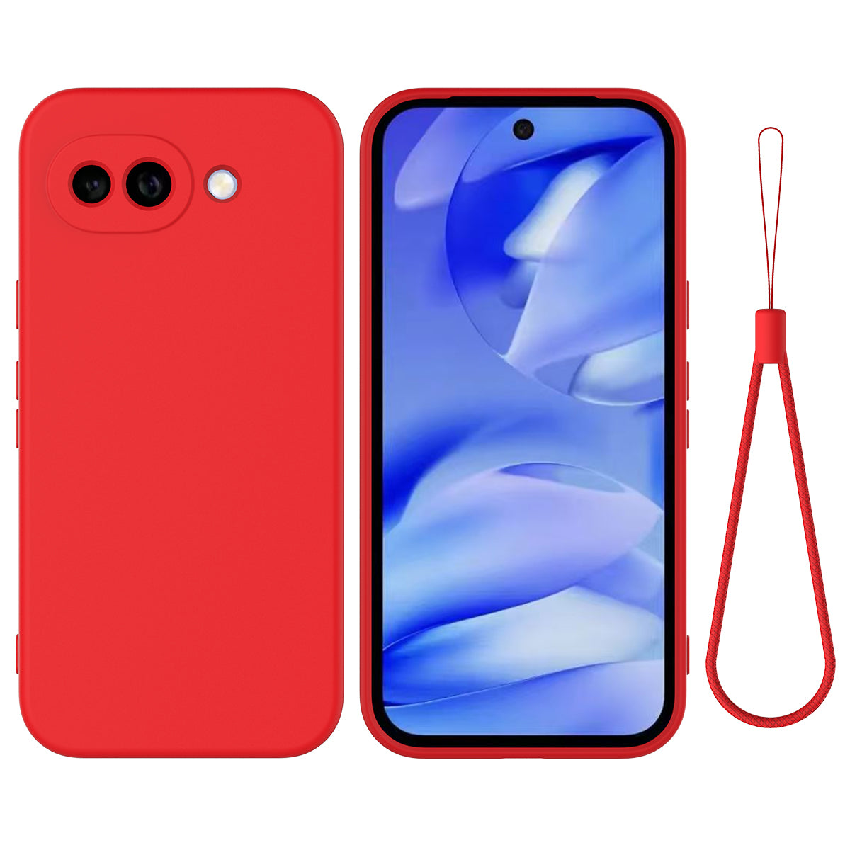 For Google Pixel 10a Liquid Silicone Case Phone Back Cover with Hand Strap