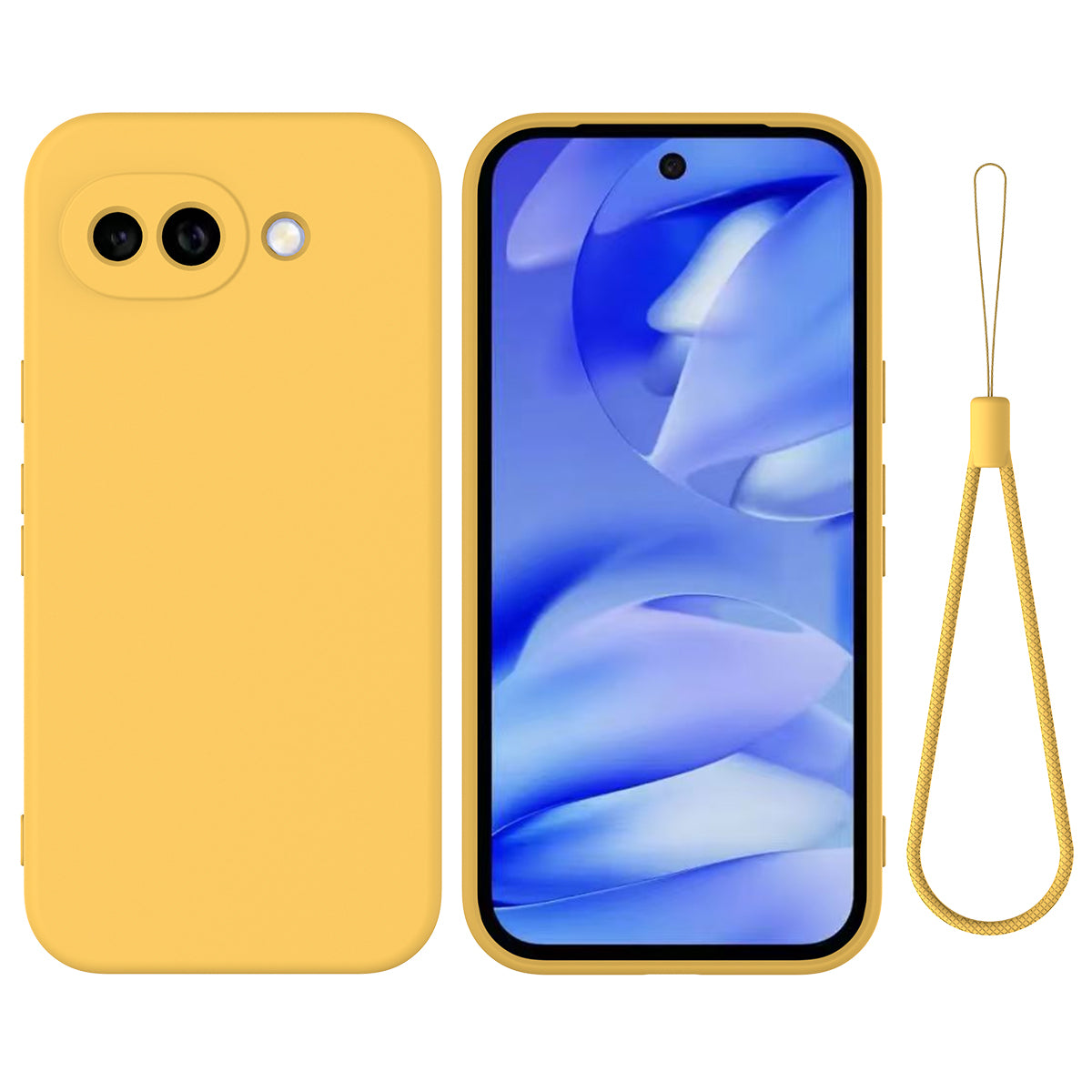 For Google Pixel 10a Liquid Silicone Case Phone Back Cover with Hand Strap