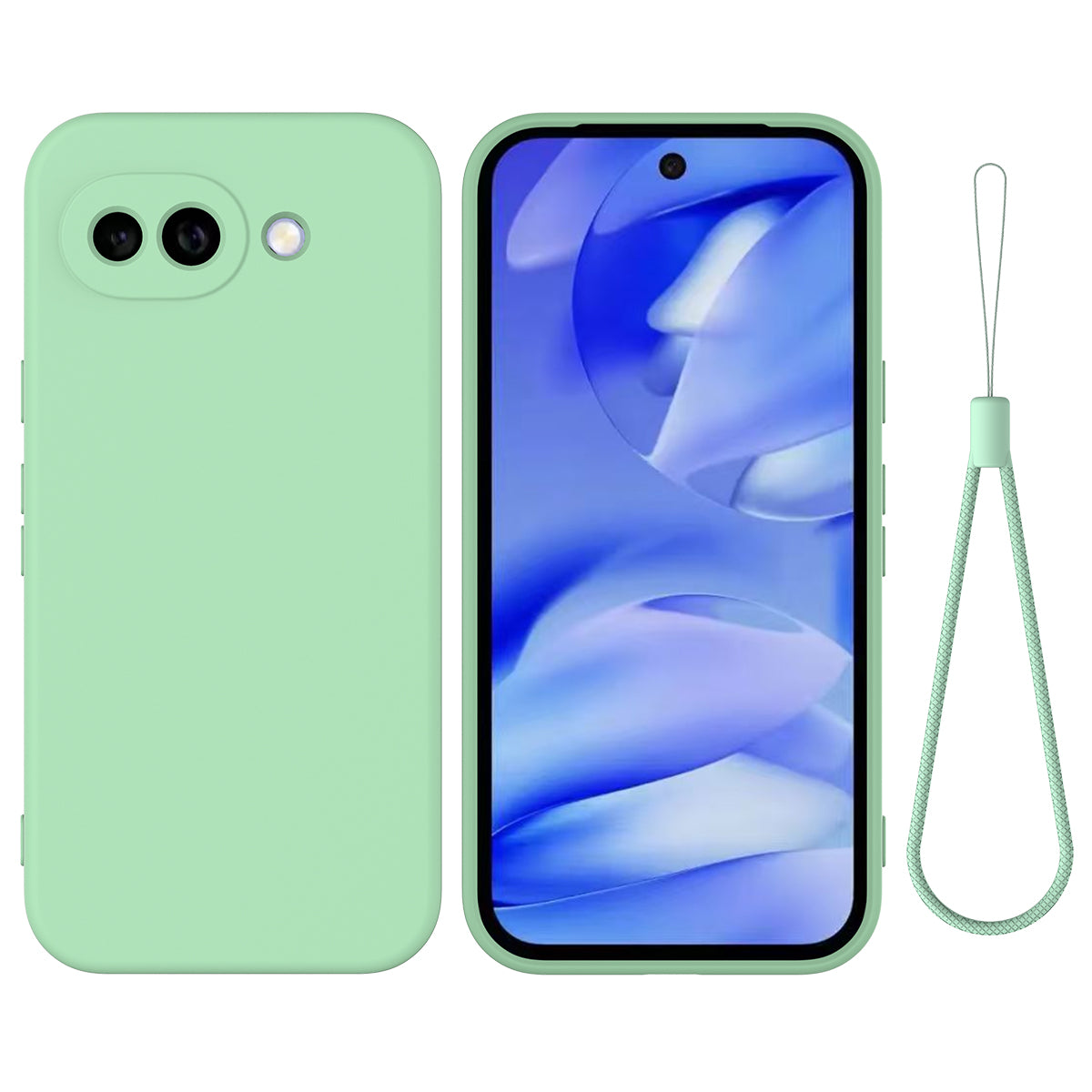 For Google Pixel 10a Liquid Silicone Case Phone Back Cover with Hand Strap