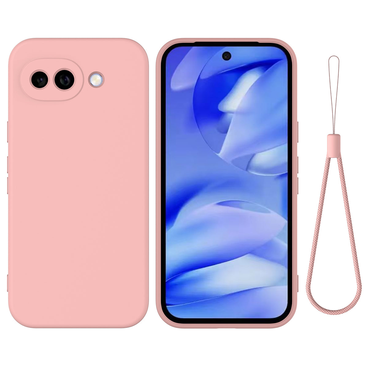 For Google Pixel 10a Liquid Silicone Case Phone Back Cover with Hand Strap