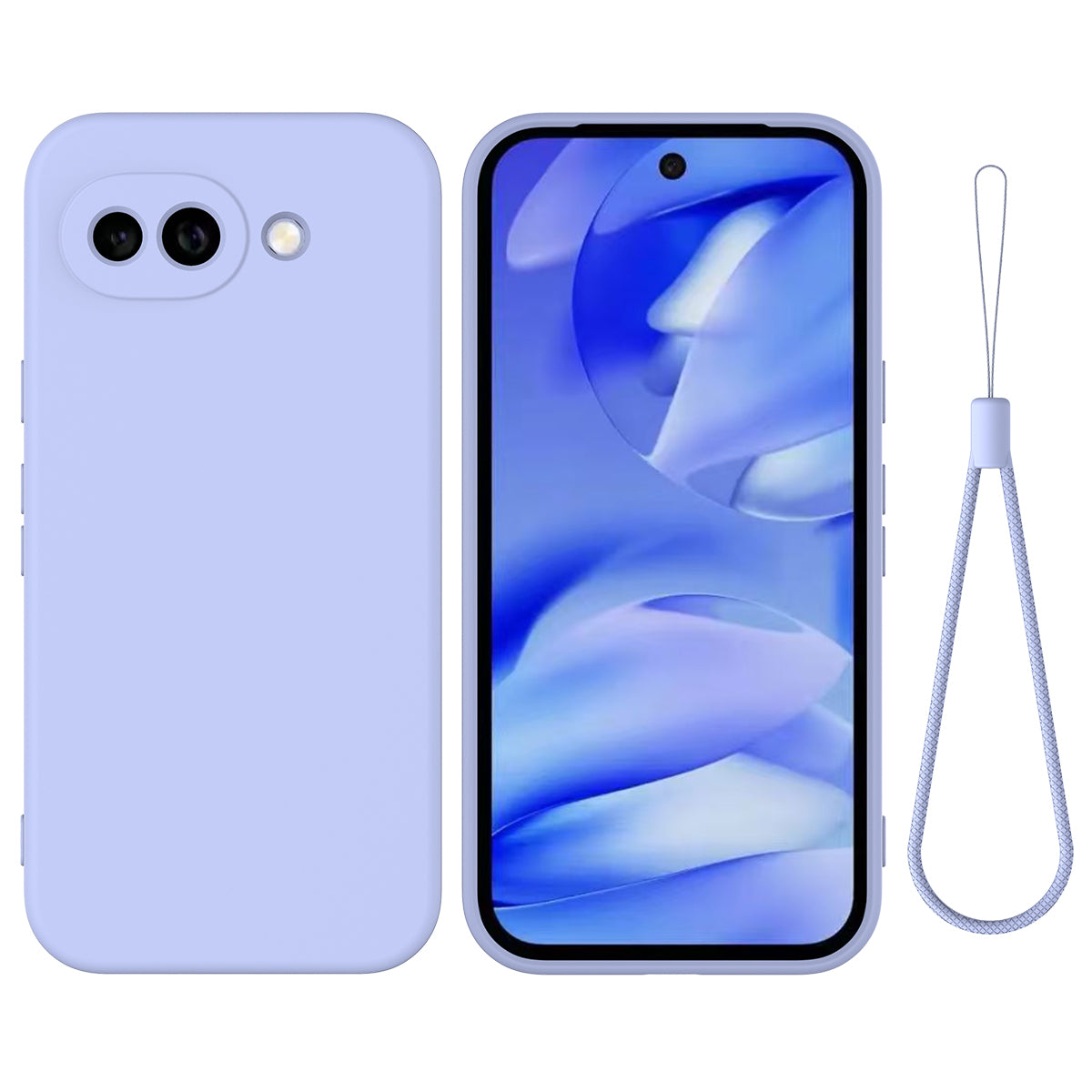For Google Pixel 10a Liquid Silicone Case Phone Back Cover with Hand Strap