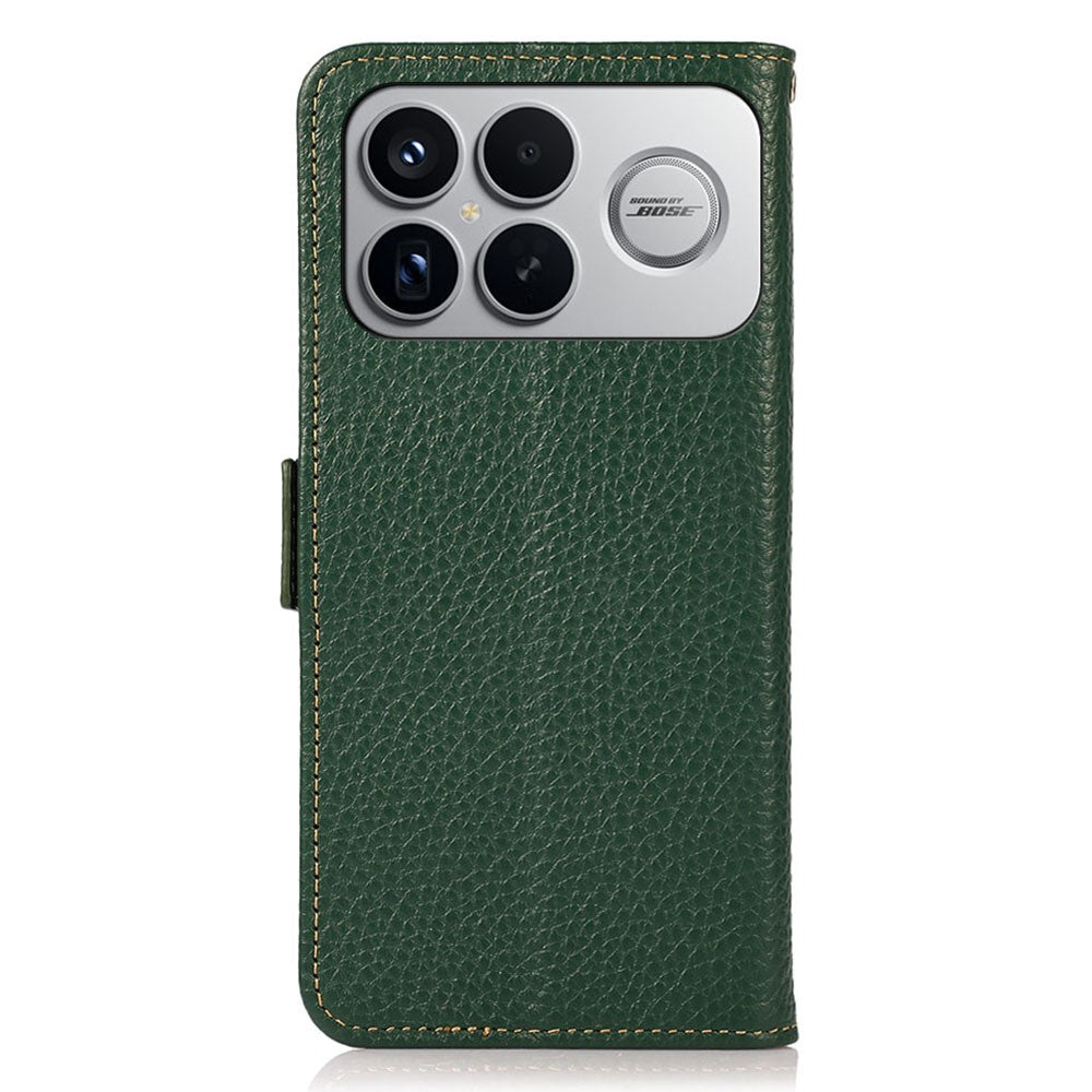 KHAZNEH Phone Case for Xiaomi Redmi K90 Pro Max 5G  /  Poco F8 Ultra RFID Blocking TPU Leather Wallet Phone Cover with Stand