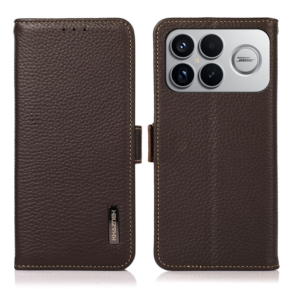 KHAZNEH Phone Case for Xiaomi Redmi K90 Pro Max 5G  /  Poco F8 Ultra RFID Blocking TPU Leather Wallet Phone Cover with Stand