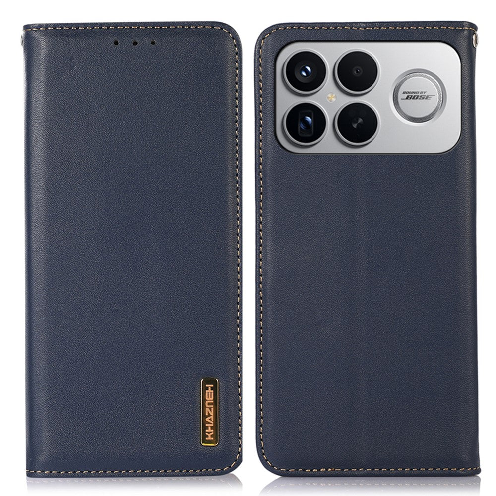 KHAZNEH For Xiaomi Poco F8 Ultra  /  Redmi K90 Pro Max 5G Case Wallet Genuine Cow Leather Phone Cover Nappa Texture -Green