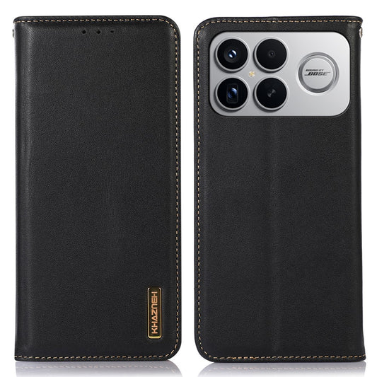 KHAZNEH For Xiaomi Poco F8 Ultra  /  Redmi K90 Pro Max 5G Case Wallet Genuine Cow Leather Phone Cover Nappa Texture -Green