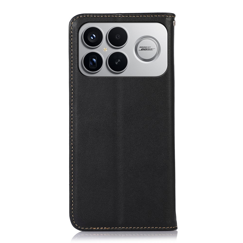 KHAZNEH For Xiaomi Poco F8 Ultra  /  Redmi K90 Pro Max 5G Case Wallet Genuine Cow Leather Phone Cover Nappa Texture -Green
