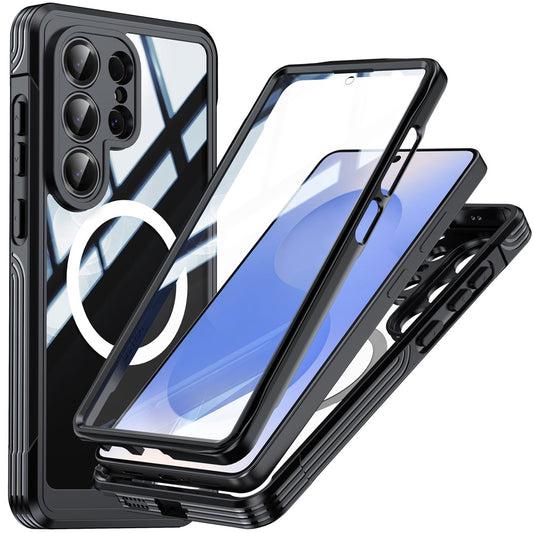 Galaxy S26 Ultra Handyhülle – Magnetisches Gehäuse aus PC + TPU- mit Displayschutzfolie aus gehärtetem Glas