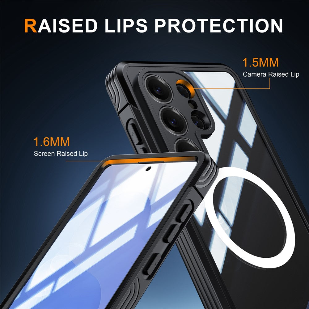 For Samsung Galaxy S26 Ultra Magnetic Case PC + TPU Phone Cover with Tempered Glass Screen Film