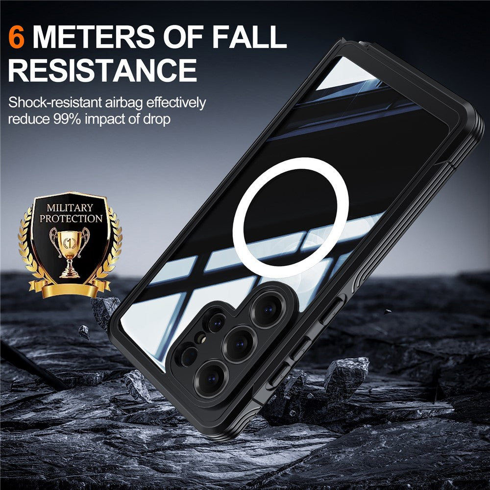 For Samsung Galaxy S26 Ultra Magnetic Case PC + TPU Phone Cover with Tempered Glass Screen Film