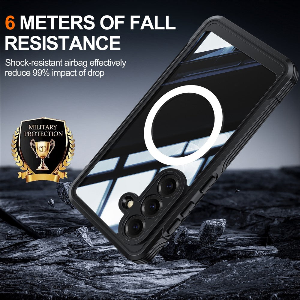 For Samsung Galaxy S26+ Magnetic Case PC + TPU Phone Cover with Tempered Glass Screen Film