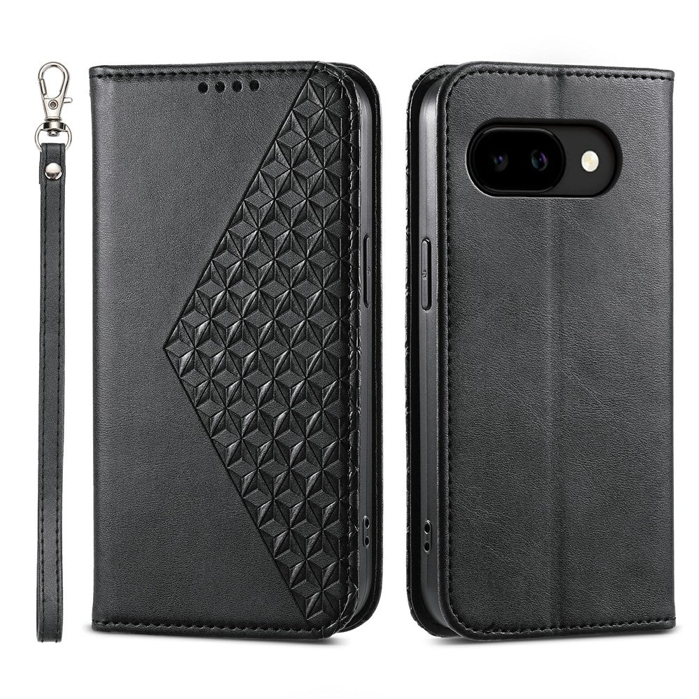 For Google Pixel 10a Case Calf Texture PU Leather Wallet Phone Cover with Wrist Strap