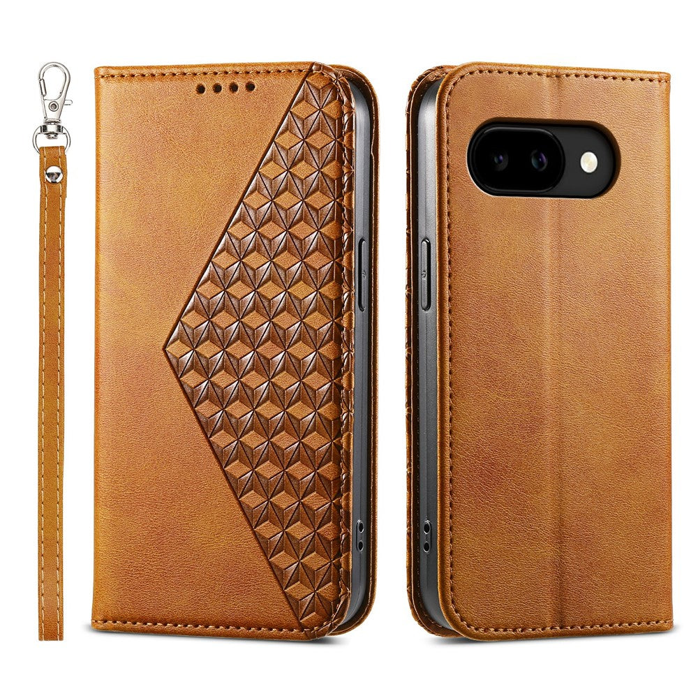 For Google Pixel 10a Case Calf Texture PU Leather Wallet Phone Cover with Wrist Strap