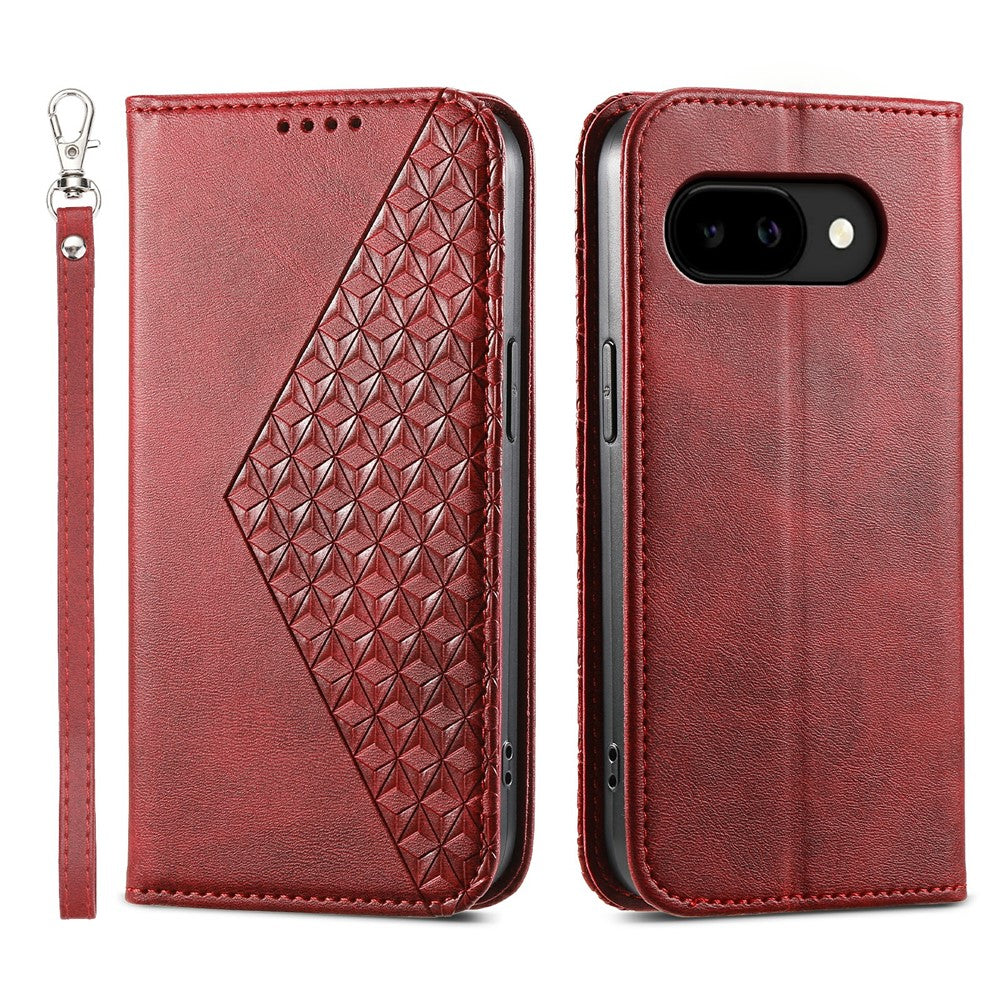 For Google Pixel 10a Case Calf Texture PU Leather Wallet Phone Cover with Wrist Strap