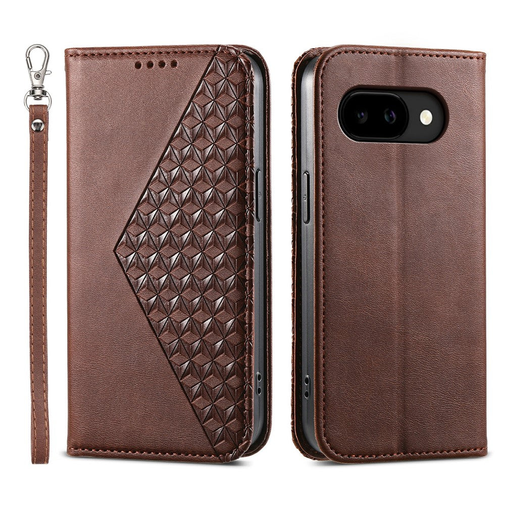 For Google Pixel 10a Case Calf Texture PU Leather Wallet Phone Cover with Wrist Strap