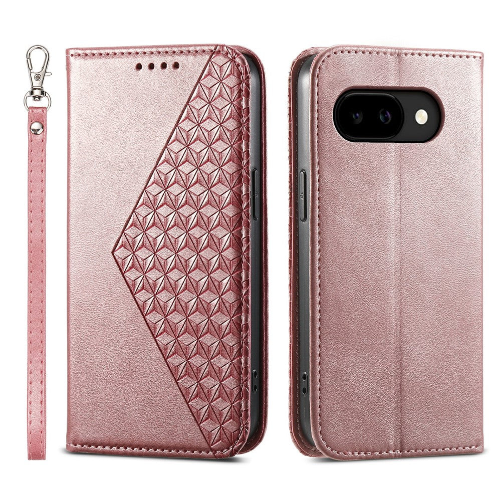 For Google Pixel 10a Case Calf Texture PU Leather Wallet Phone Cover with Wrist Strap