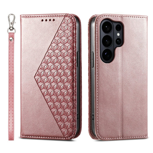 Galaxy S26 Ultra Handyhülle – aus PU-Leder mit Kalbsstruktur und Handschlaufe