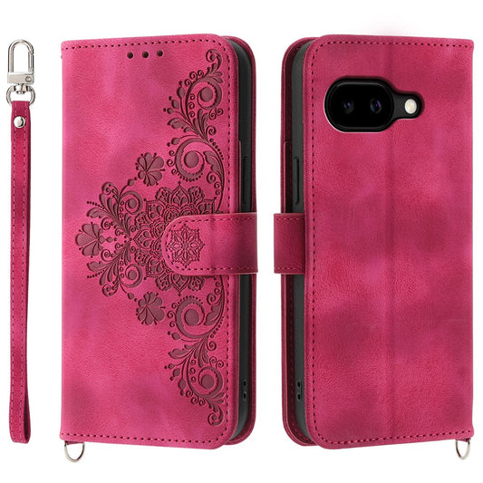 Google Pixel 10a Handyhülle – Blumenmuster PU-Leder-Geldbörsen- mit Riemen