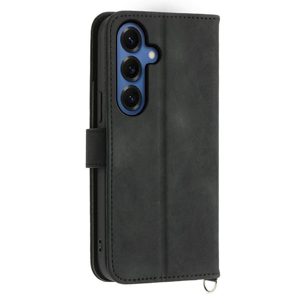 For Samsung Galaxy S26 Case Flower Pattern PU Leather Wallet Phone Cover with Strap