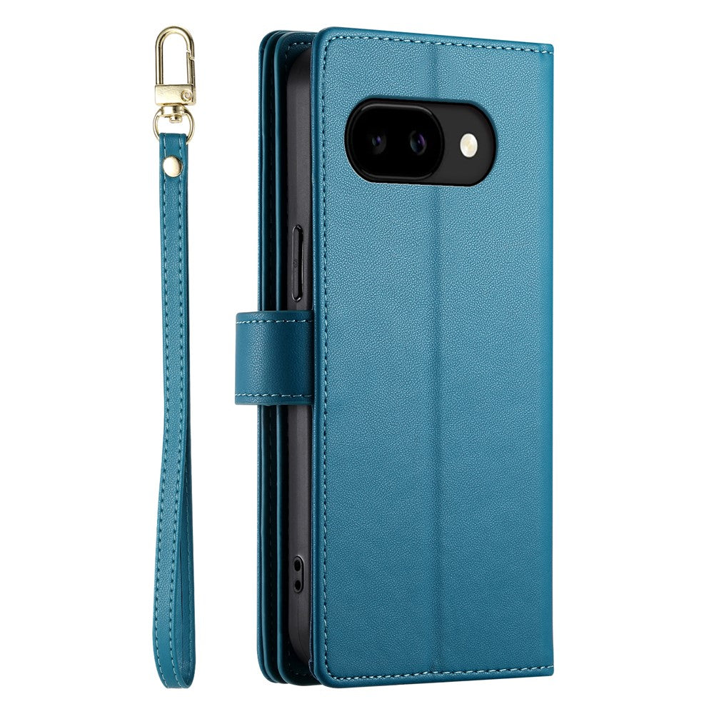 For Google Pixel 10a Case Zipper Pocket Wallet Leather Phone Cover with Straps