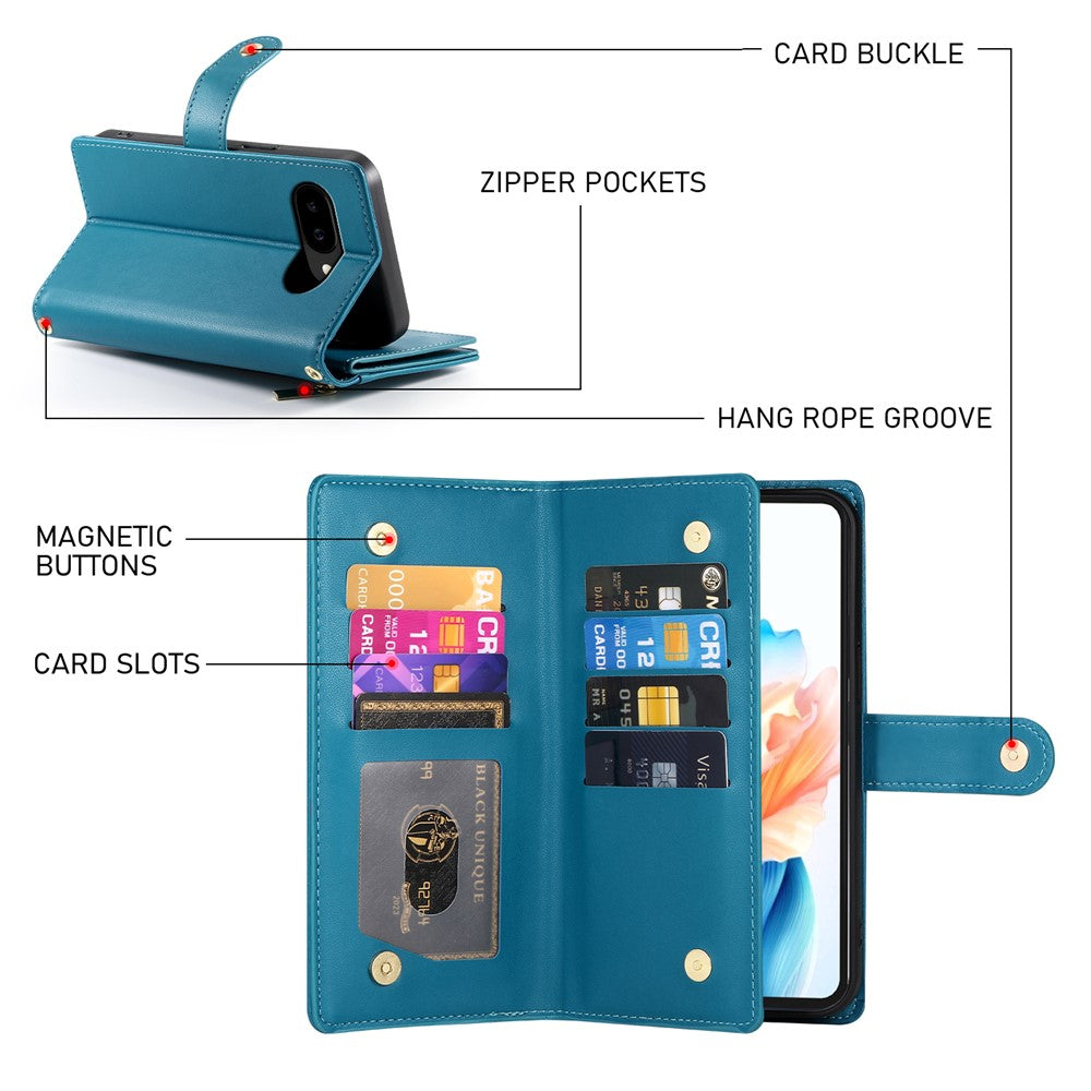 For Google Pixel 10a Case Zipper Pocket Wallet Leather Phone Cover with Straps