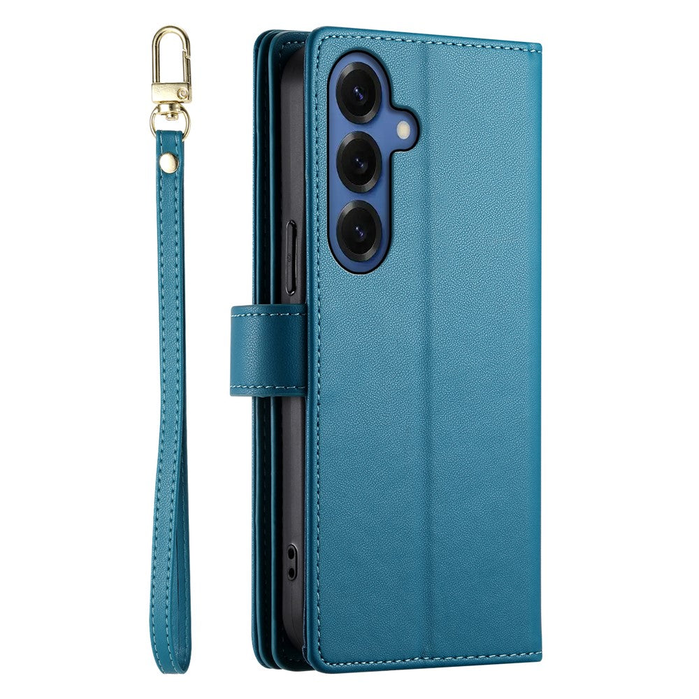 For Samsung Galaxy S26+ Case Zipper Pocket Wallet Leather Phone Cover with Straps