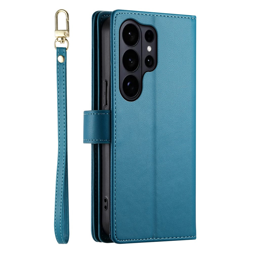 For Samsung Galaxy S26 Ultra Case Zipper Pocket Wallet Leather Phone Cover with Straps