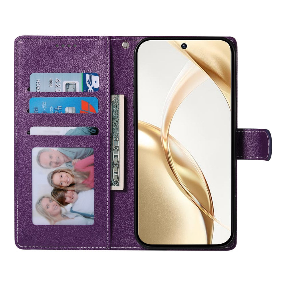 For Google Pixel 10a Case Magnetic Snap Litchi Texture Leather Wallet Phone Cover with Wrist Strap