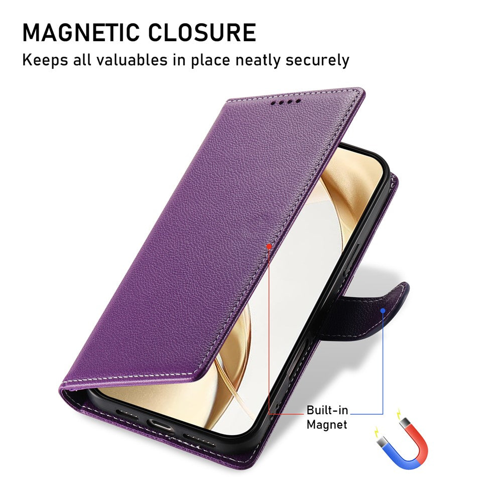 For Google Pixel 10a Case Magnetic Snap Litchi Texture Leather Wallet Phone Cover with Wrist Strap