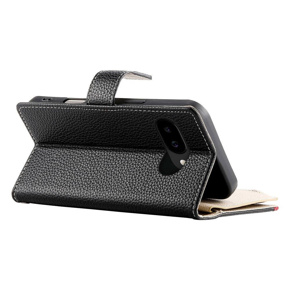 For Google Pixel 10a Case Zipper Wallet Color Splicing Leather Flip Phone Cover with Straps