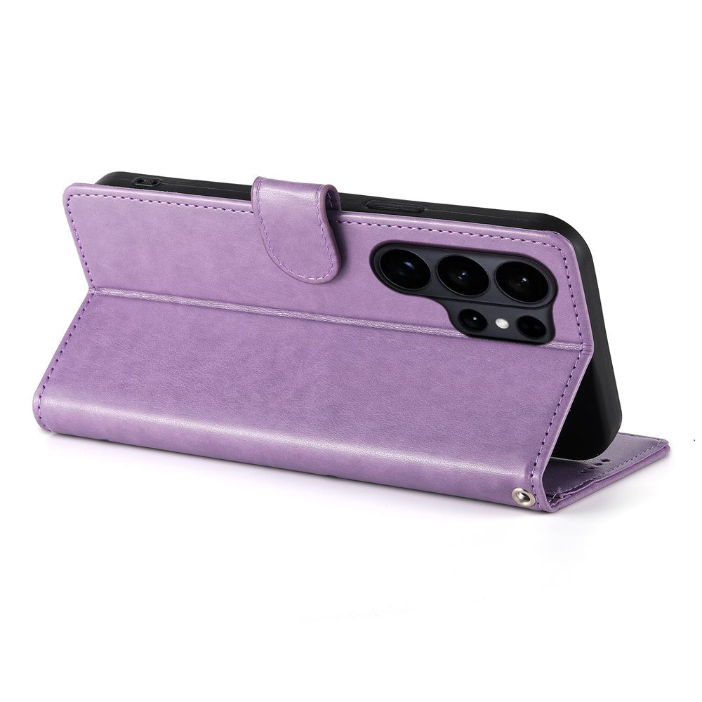 For Samsung Galaxy S26 Ultra Wallet Case Butterfly Floral Imprint PU Leather Phone Cover with Wrist Strap